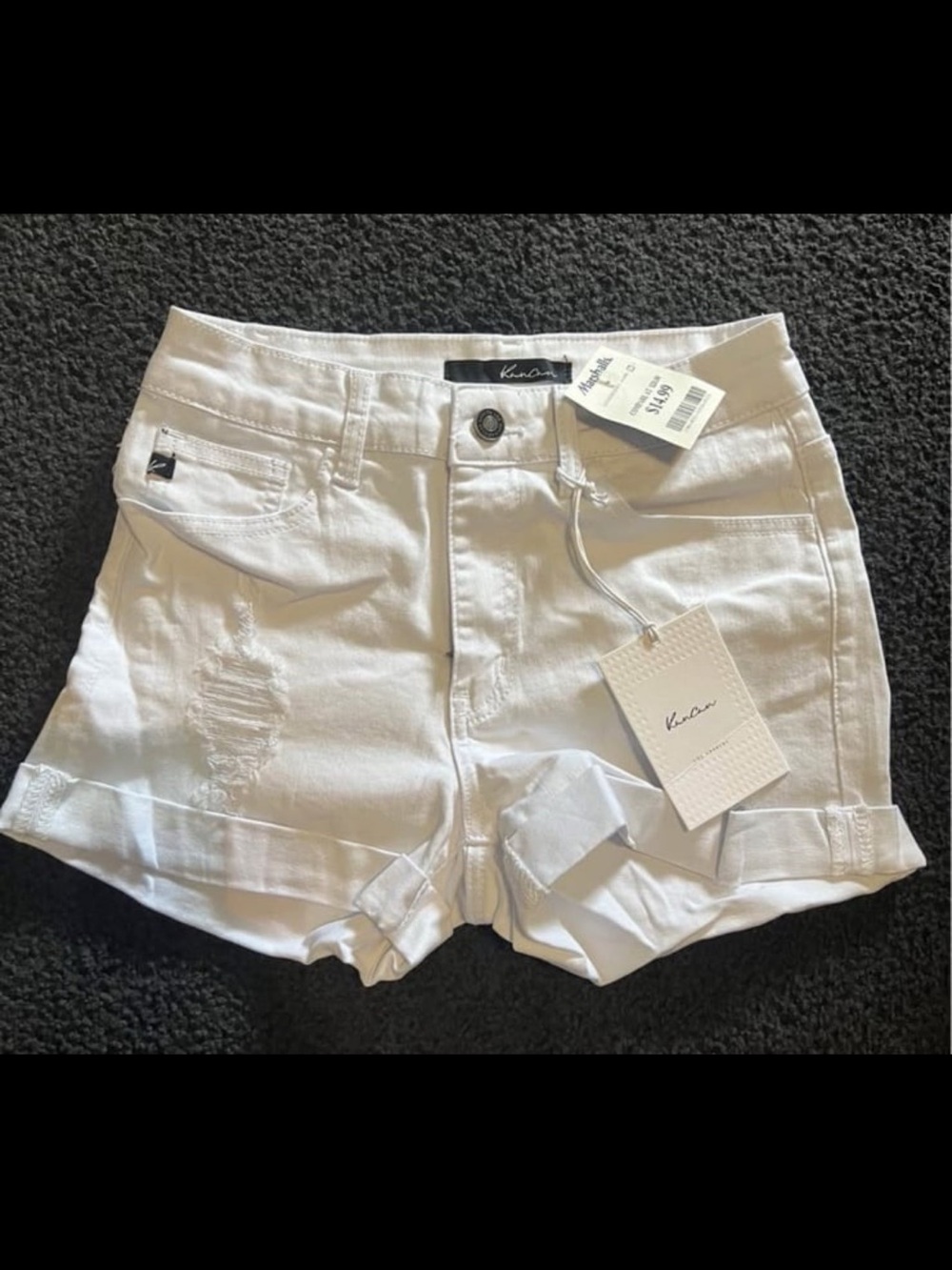 KanCan White High-Rise Rolled Hem Denim Shorts